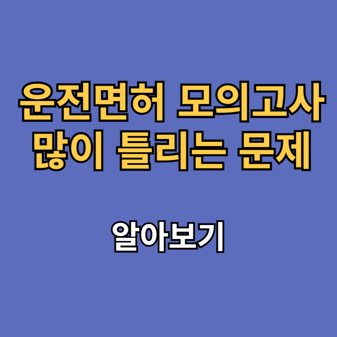 운전면허 모의고사 많이 틀리는 문제